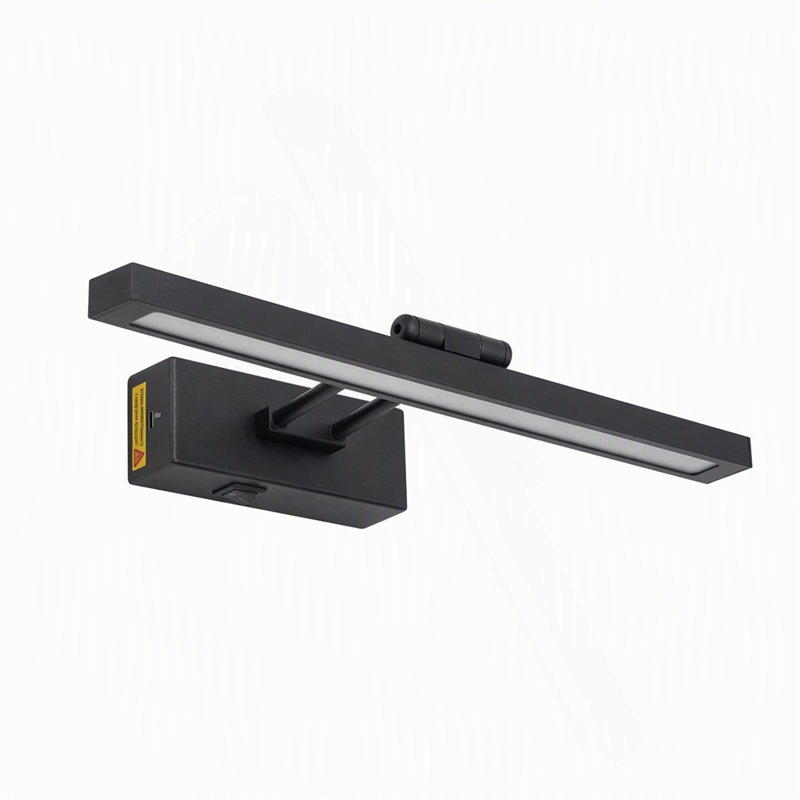 Lampe pour tableaux DEL rechargeable de 40 cm avec télécommande, lampe d'art à intensité variable fonctionnant sur piles avec bras articulé, noir mat