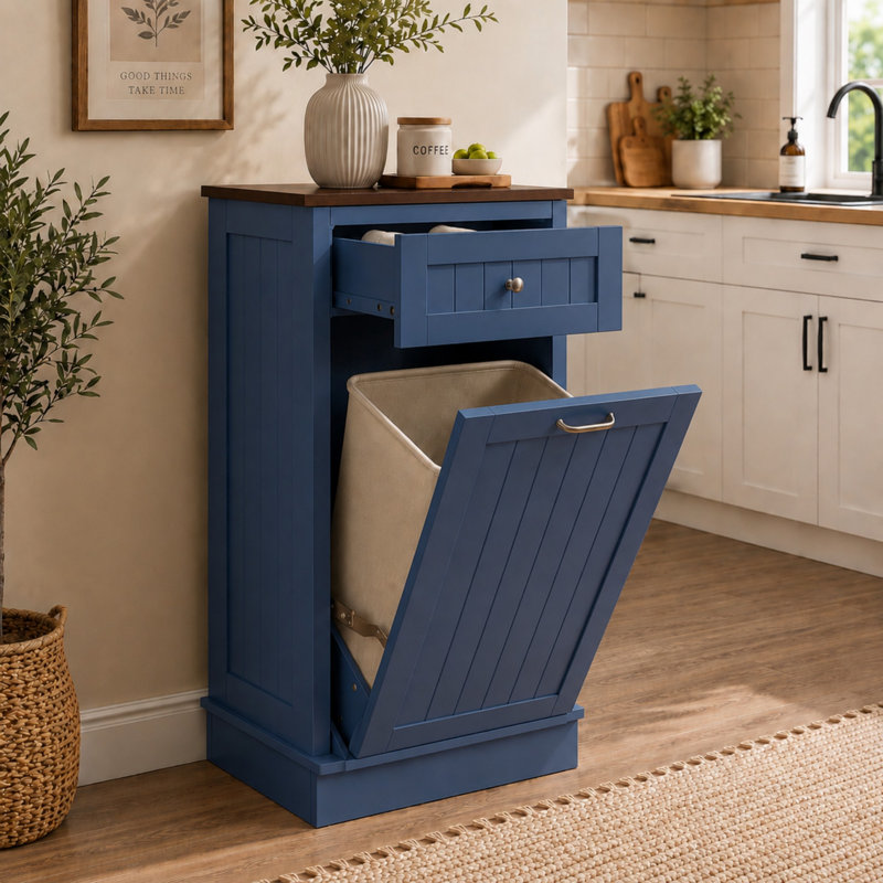 Armoire poubelle inclinable Havant, Bleu