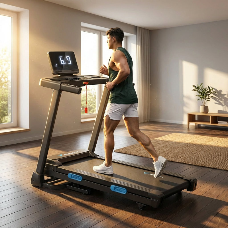 Tapis roulant MERACH avec inclinaison automatique de 15%, capacité de 300 lb et connectivité de l'application