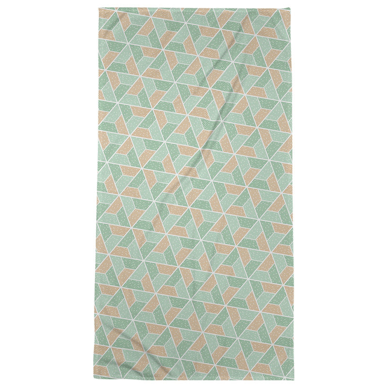 Serviette de bain trapézoïde, Vert/orange