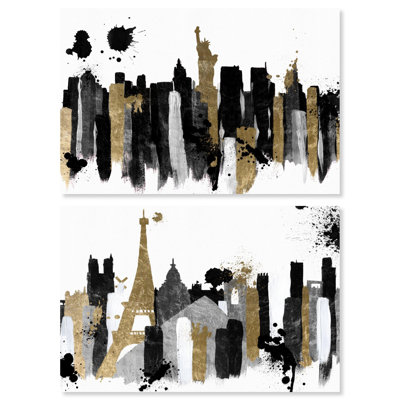 Décoration murale abstraite sur toile glamour New York Nights par Art Remedy