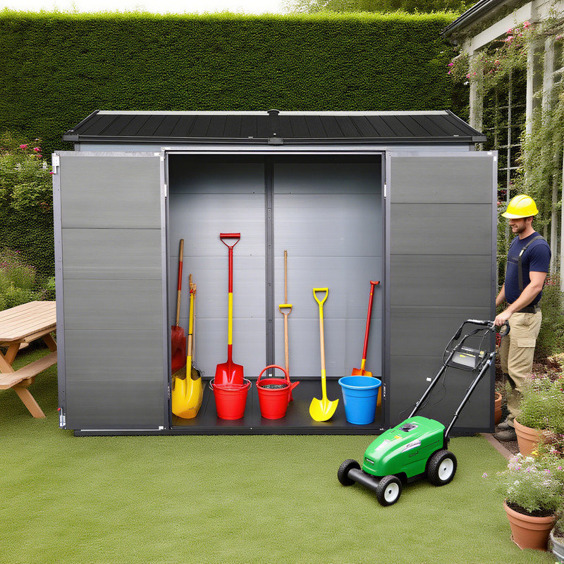 Remise de rangement extérieure en résine 8 po x 4 pi avec plancher et 2 fenêtres résistantes aux intempéries