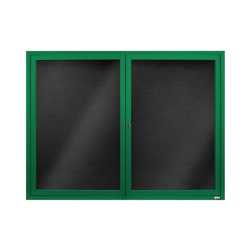Tableau d'affichage mural fermé pour armoire d'annuaire, Vert thermolaqué, Deux, H 36 po x l 48 po