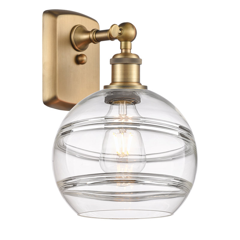 Applique murale 1 lumière Ballston Bienes, Transparent, H 10,88 po x l 8 po x P 8,13 po, Laiton brossé