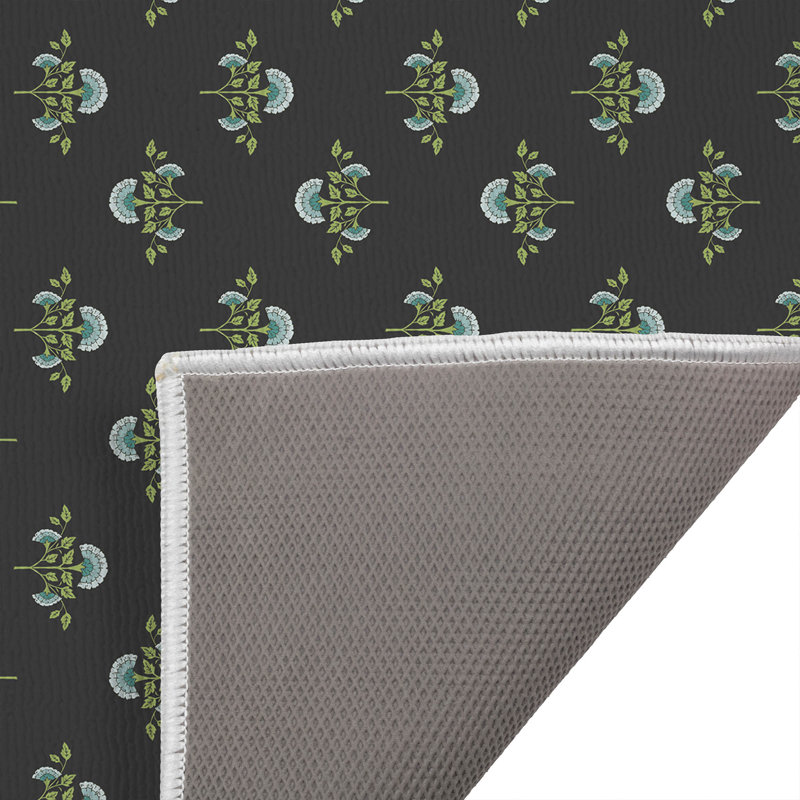 Tapis de bain Flora, Gris anthracite, Simple - L 24 po x l 17 po