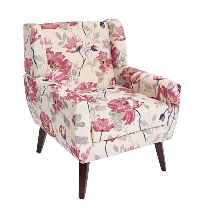 Fauteuil Jaqueze, Mélange de lin blanc à motif floral