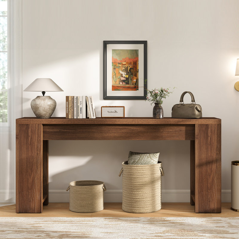 71" Long Console Table, Wood Farmhouse Entryway Table for Living Room,Narrow Sofa Table for Front Door,Entry, Hallway,Walnut