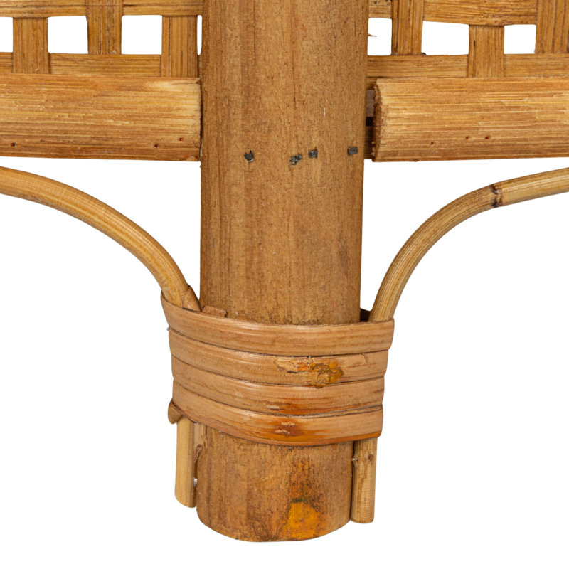 Round Bamboo and Rattan Accent Storage Table, Natural