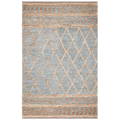 Phippsburg Geometric Handwoven Natural/Blue Area Rug