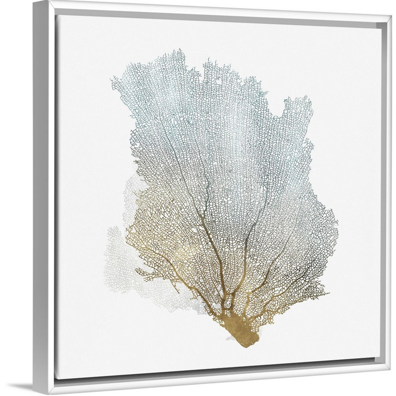 «Delicate Coral I» par Isabelle Z - reproduction d'art sur toile, H 22 po x l 22 po, Toile avec cadre flottant, Blanc