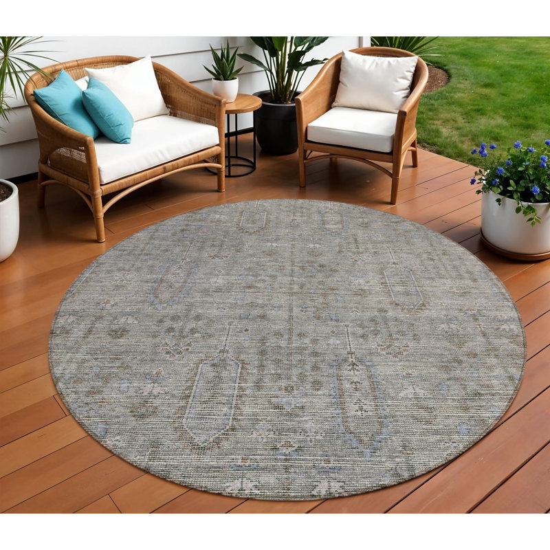 Tapis rond argenté 8 pi