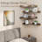 4 Tier Corner Floating Shelves Set of 4, Rustic Pine Wood Corner Shelves for Wall Storage and Decor, L-Shaped Corner Wall Mounted Shelf for Bedroom, Living Room, Bathroom, Kitchen and more - Light Brown-1319689893