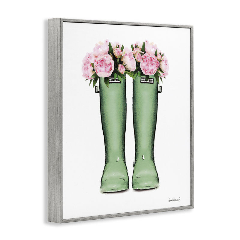 Bottes de campagne avec pivoines, estampe numérique, design par Amanda Greenwood, Estampe numérique Farmhouse