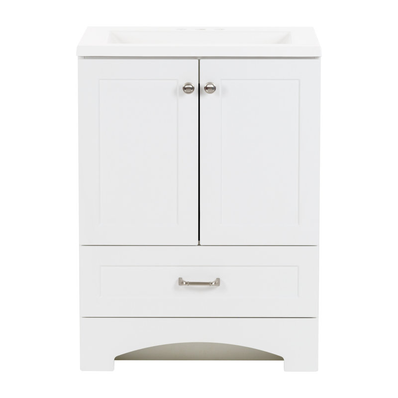 Meuble-lavabo sur pied simple avec plateau Emlyn 24,5 po, Blanc