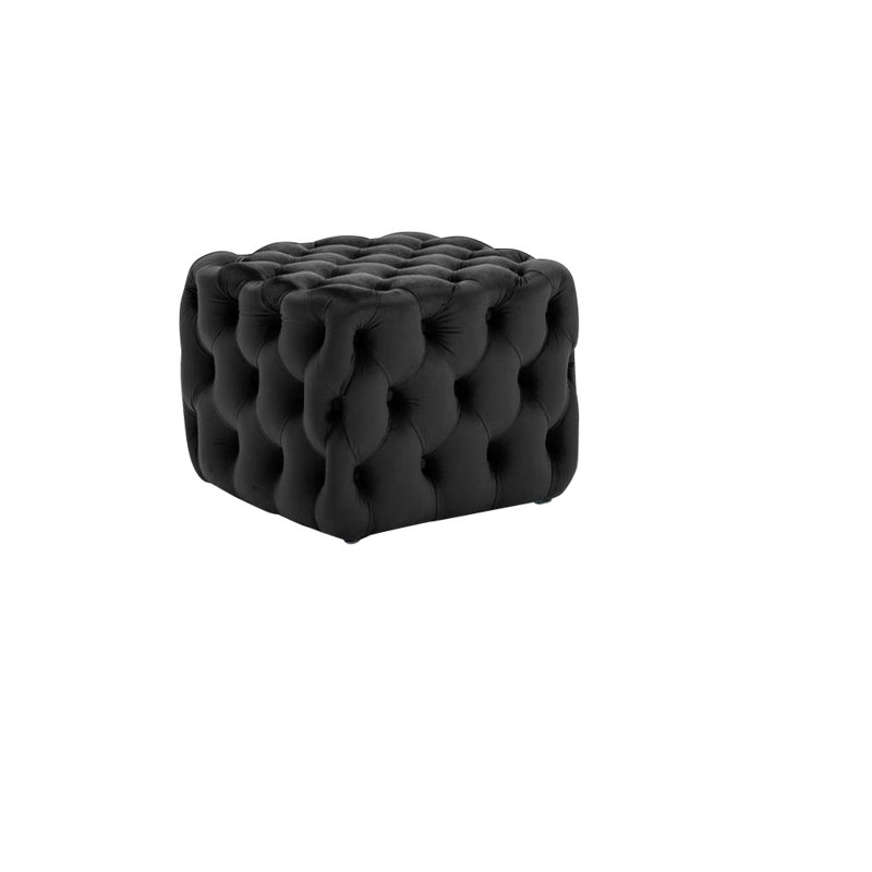 Crooks 75cm Wide Tufted Square Ottoman, Black