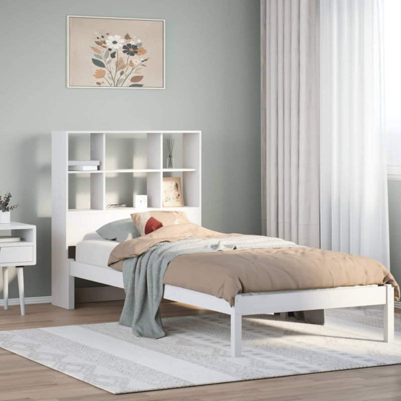 vidaXL Bookcase Bed without Mattress Solid Wood Pine, 160 x 200 cm, white