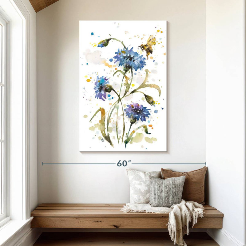 Harnek Cornflower And Bumblebee, 48" H x 32" W