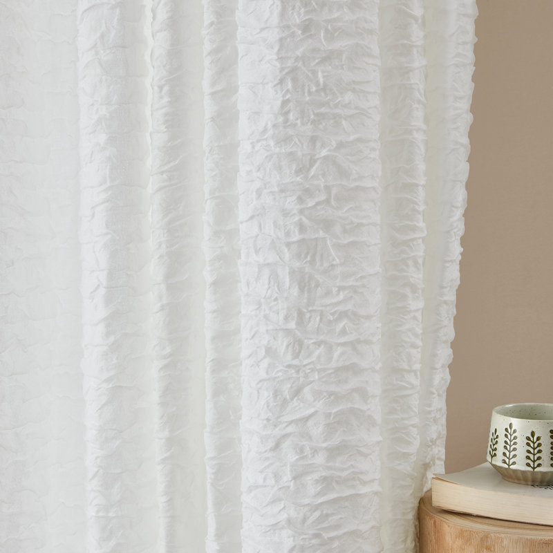 Linen blend crushed textured semi sheer curtains Neutral Modern Farmhouse for Living room Bedroom Darpes, 52" W x 84" L