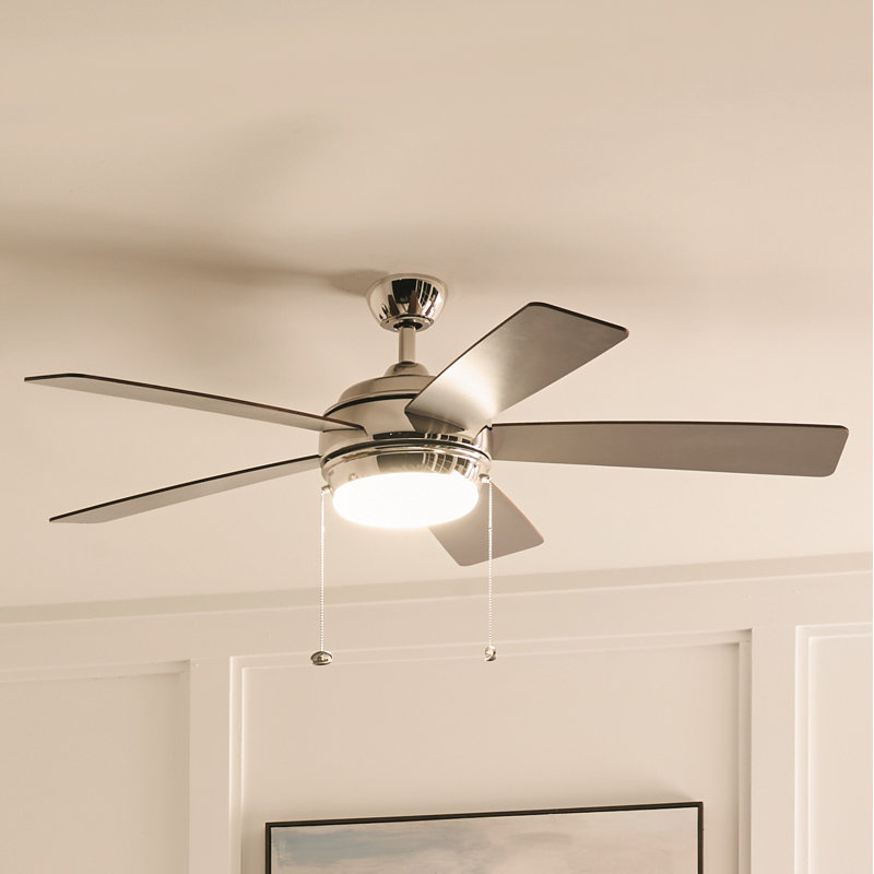 Starkk 52'' Ceiling Fan with LED Lights, Polished Nickel with Silver Blades