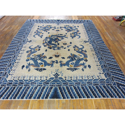 Antique Artistic Five Clawed Chinese Dragons Room Size Ningxia Rug
