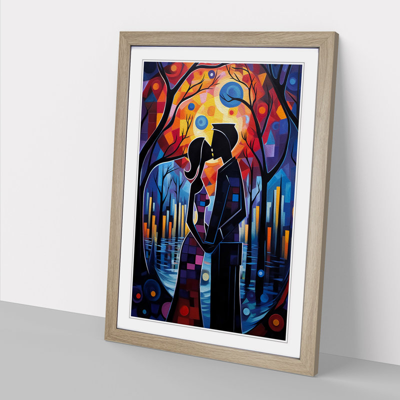 Lovers Expressionism - Framed Print, Oak , 64cm H x 46cm W x 2cm D