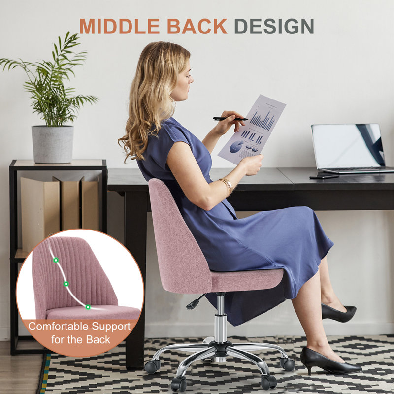 Chaises de bureau pivotantes et réglables Modern, Rose