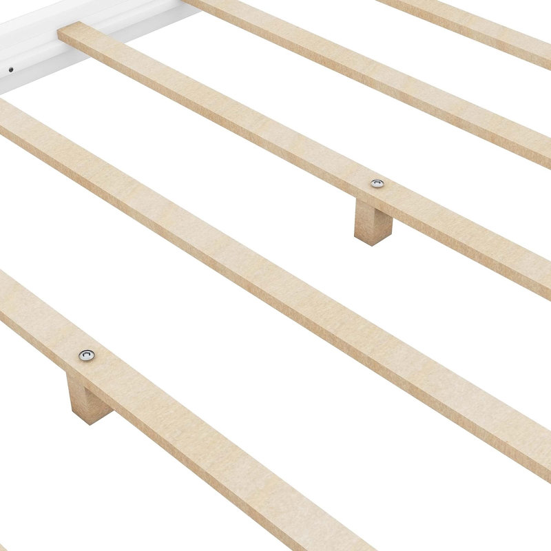 Lit à baldaquin, lit plateforme avec pieds de support, cadre de lit, Grand, Blanc