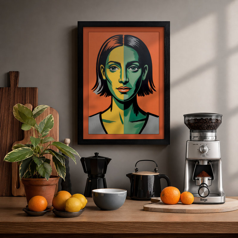 Divided Portrait Modern - Print, A1 - 84.1 x 59.4 cm, Black