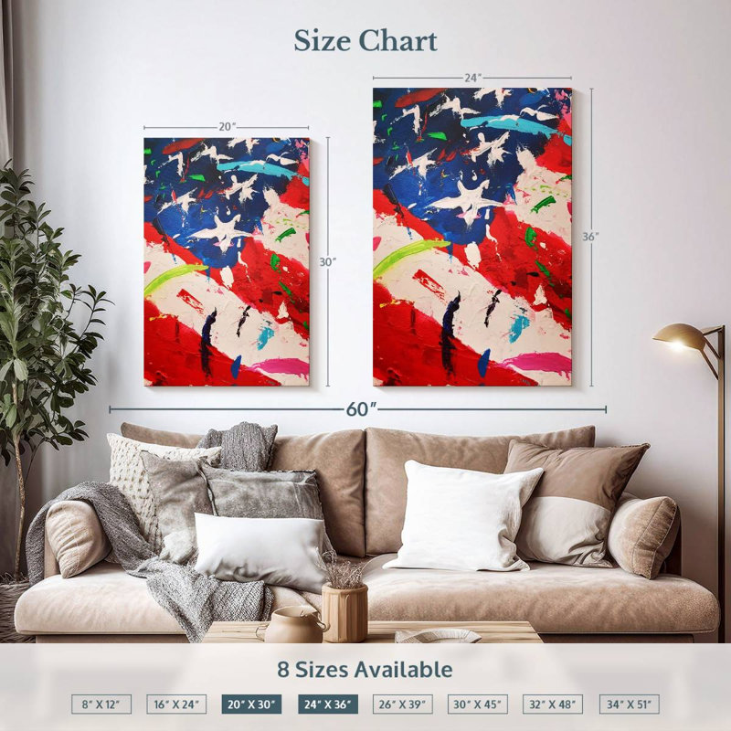 Borges Abstract American Flag, 36" H x 24" W