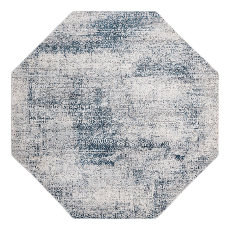 Tapis bleu / blanc Joao, Octogone 7 pi 10 po x 7 pi 10 po