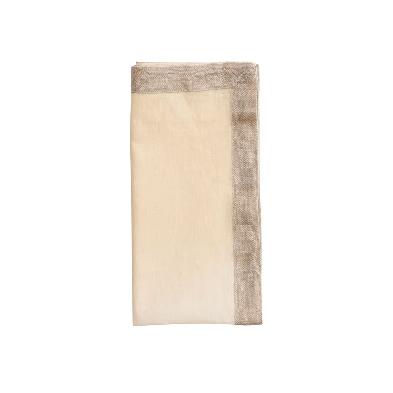 Dip Dye Linen Napkin, White/Beige