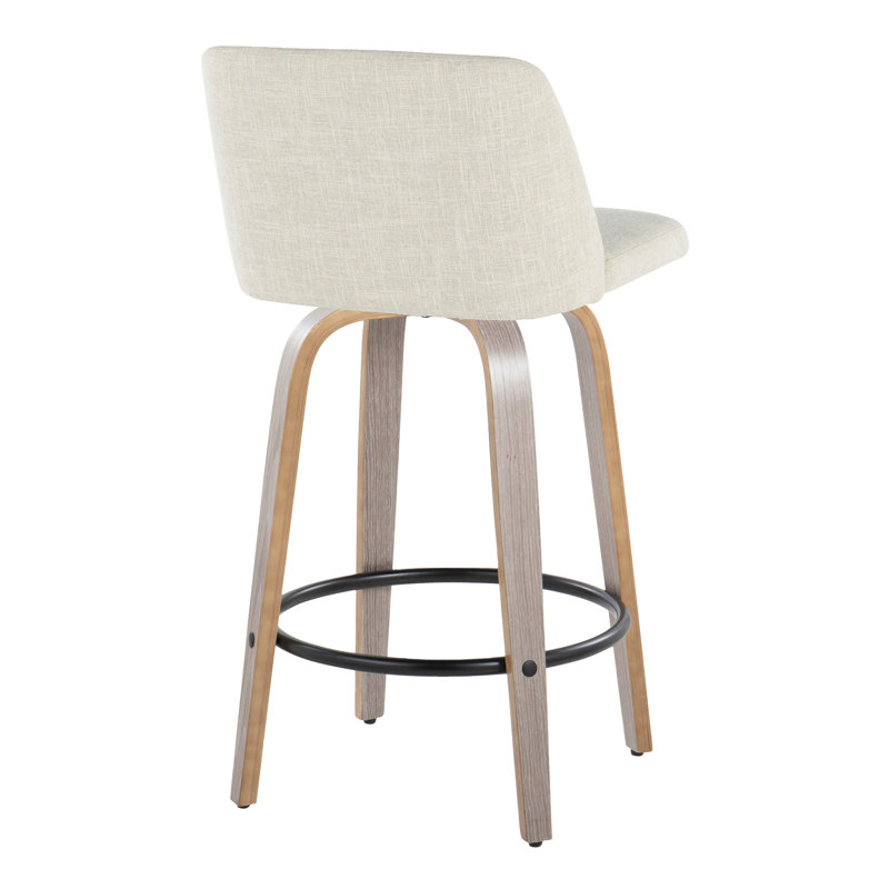 Contemporary Counter Stool, Siège gris clair / cadre naturel / noir