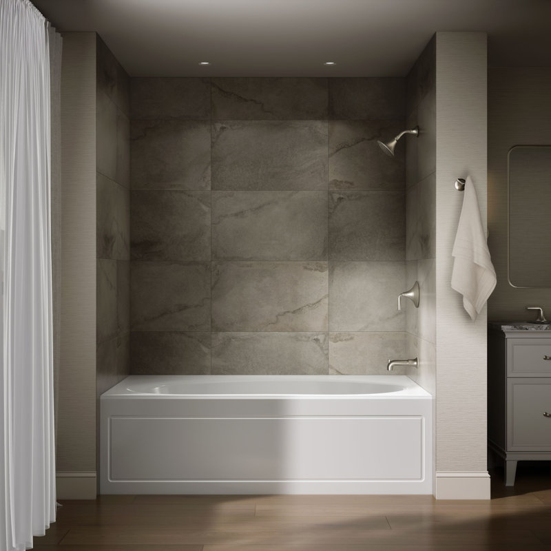 Windward 72" x 42" Alcove Soaking Acrylic Bathtub, White, Right