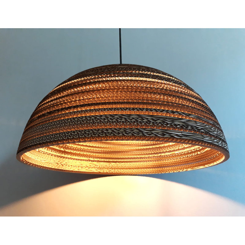 Gabe 1 - Light Brown Dome Pendant, 26cm H x 55cm W x 55cm D