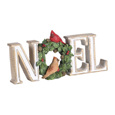 Christmas Figurine Cardinals Noel Wreath