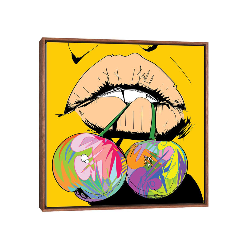 Cerises par Technodrome1 - impression d'art graphique, Cadre bois classique, Aucun mat, H 18 po x l 18 po x 1,5 po
