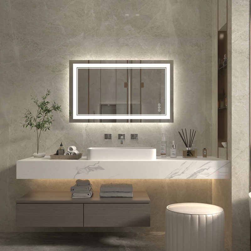 Miroir de salle de bain mural surdimensionné sans cadre, 24 po x 40 po, Rectangle