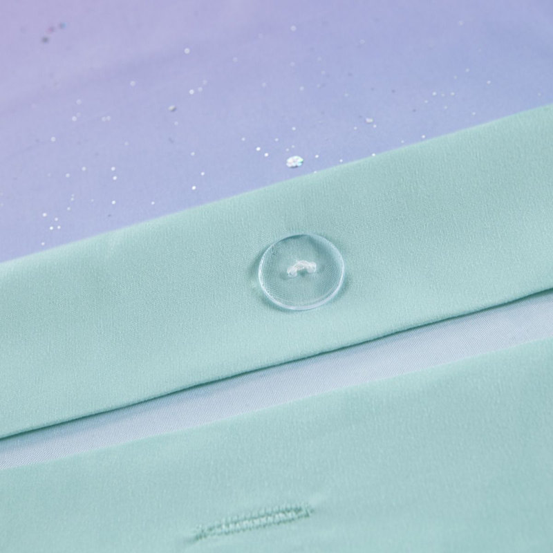 Full/Queen Aqua and Pastel Purple Ombre Glitter Duvet Cover Set
