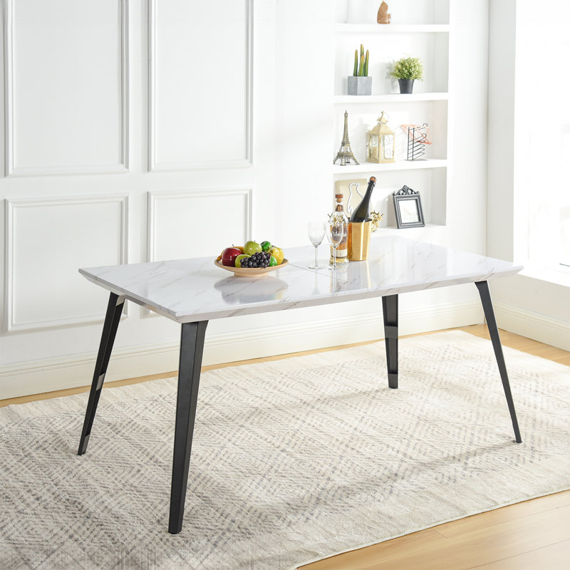 Ensemble de table de salle à manger Hranislav Elegant 5 pièces 63 po, Vert lime, Blanc