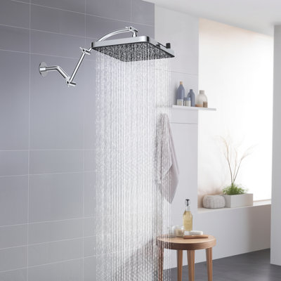 cUPC Certified 5-spray 13-inch High Pressure Shower Head with 16-inch Curved Shower Extender