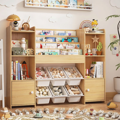 Kids Toy Storage Organizer, Multi-zone Large Capacity Cabinet With Bookshelf For Playroom Bedroom Classroom, 6 Removable Bins, 4 Cubbies, 2 Doors And by Isabelle & Max