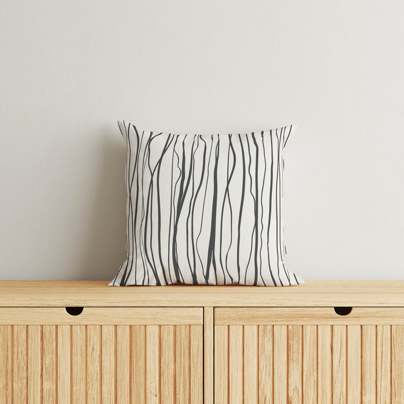 Coussin Legions, H 16 po x l 16 po, Ivoire / rayures gris anthracite