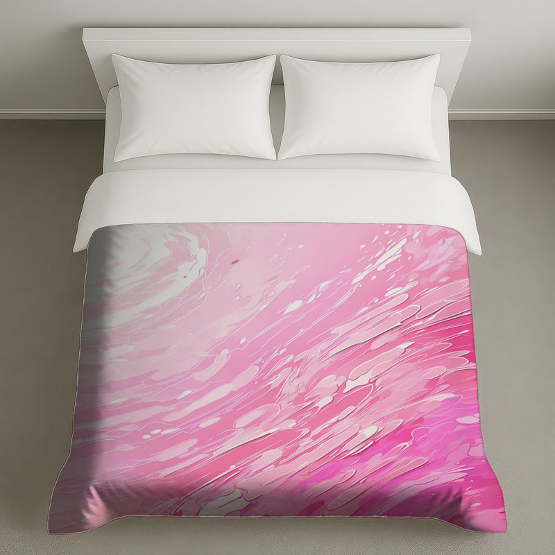 Housses de couette tourbillons fluides roses, Lit simple