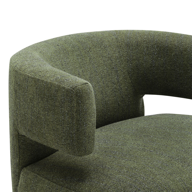 Fauteuil demi-tonneau Bascom, Chenille vert forêt doux