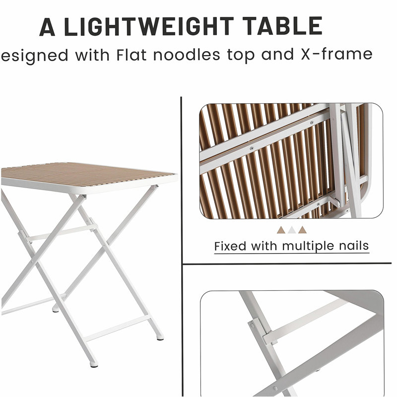 Holiday - 2-Pack Pale Green Modern Lounge Chairs – Indoor/Outdoor All-Weather PP Plastic with Modern folding indoor/outdoor multi-functional square table- PP tabletop with metal legs(White, khaki)