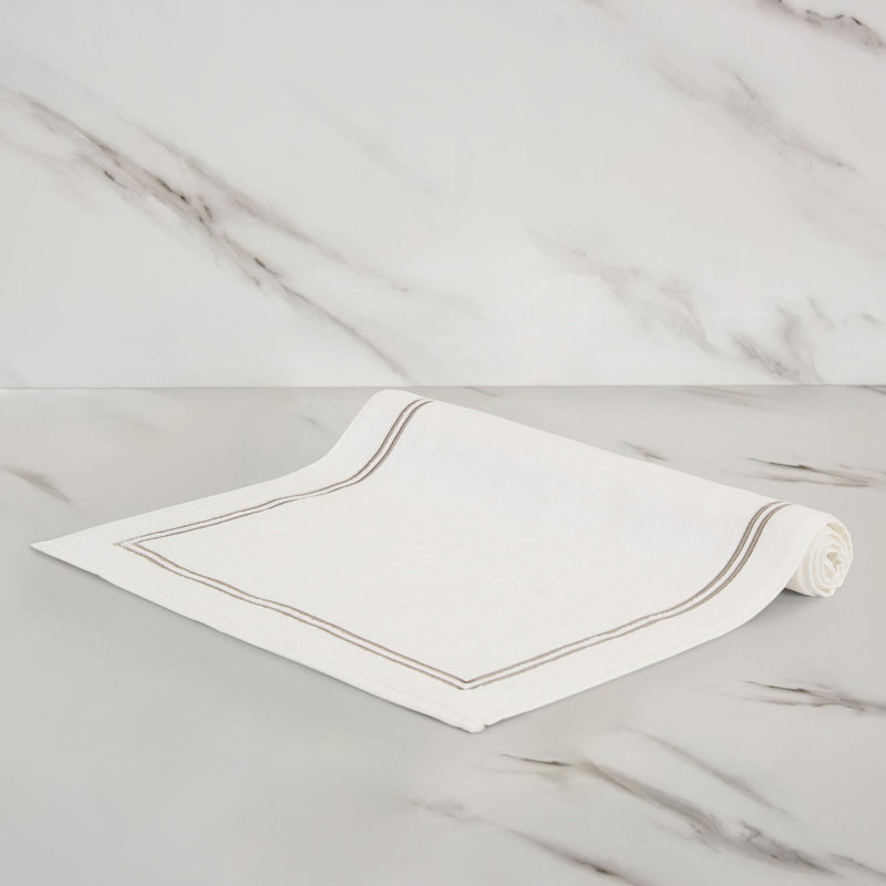 Classic Bath Mat, White/Khaki