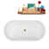 55" Streamline Soaking Glossy White Freestanding Tub and Tray With Internal Drain