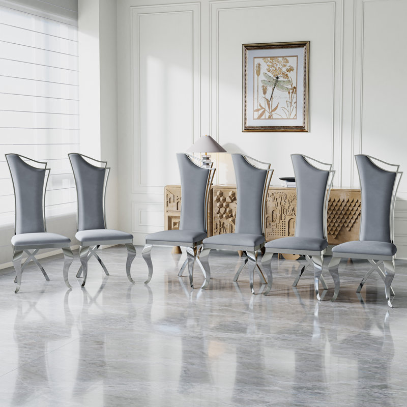 Chaise d'appoint à dossier solide, Gris, 6