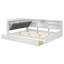 Lit plateforme en bois avec tête de lit, tablettes et 2 tiroirs, blanc-1299759288-1299759289