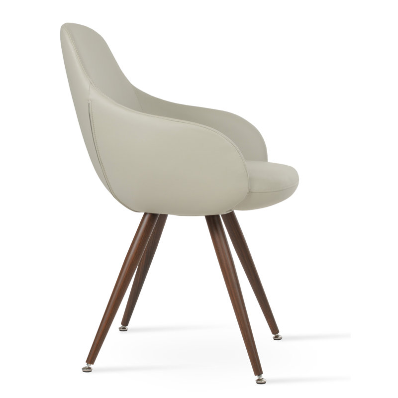 Chaise avec accoudoirs Gazel Star, Gris clair, Noyer